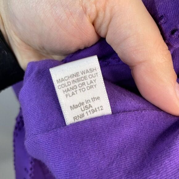 Monrow Purple Ombre Eyelet 3/4 Sleeve Knee Length Sheath Dress Size Small - Picture 7 of 7